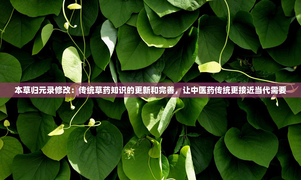 本草归元录修改：传统草药知识的更新和完善，让中医药传统更接近当代需要